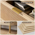 Commode haute en rotin à 5 tiroirs, grand coffre de rangement, armoire en bois sur pied pour chambre, placard, salon