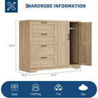 Armoire 2 portes avec 4 tiroirs et penderie