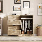 Armoire 2 portes avec 4 tiroirs et penderie