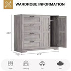 Armoire 2 portes avec 4 tiroirs et penderie