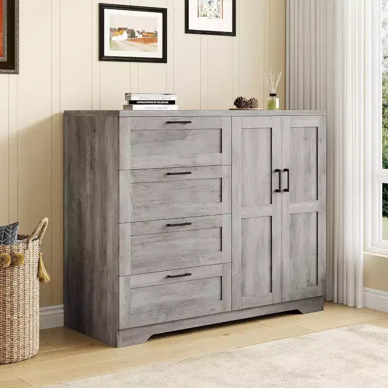 Armoire 2 portes avec 4 tiroirs et penderie