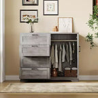Armoire 2 portes avec 4 tiroirs et penderie