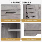 Armoire 2 portes avec 4 tiroirs et penderie