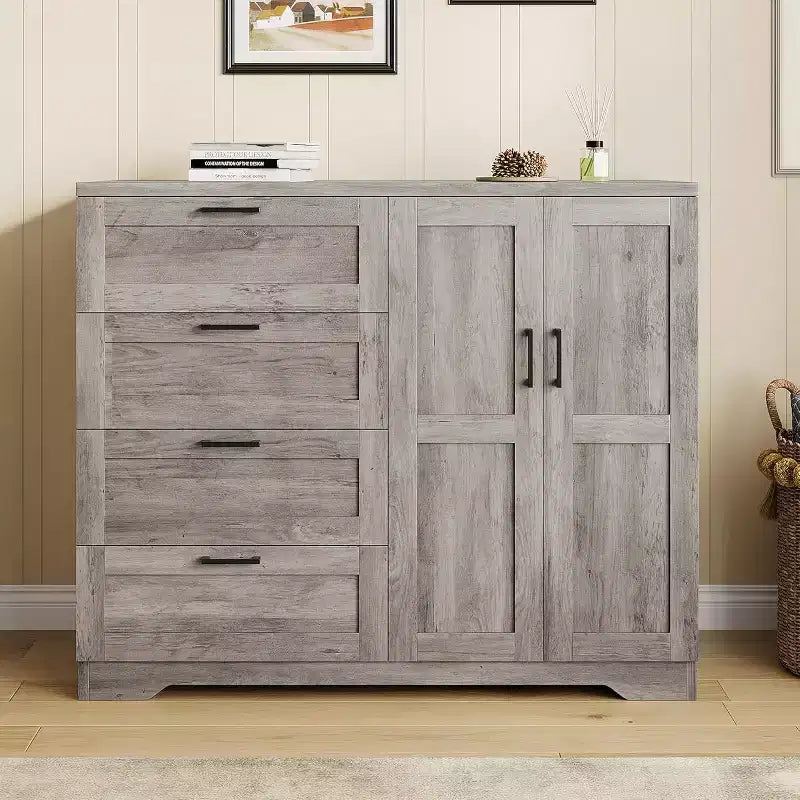 Armoire 2 portes avec 4 tiroirs et penderie