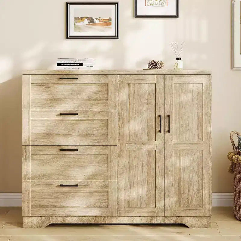 Armoire 2 portes avec 4 tiroirs et penderie