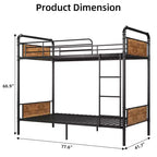 Cadre de lit superposé métallique pour deux matelas d'environ 97 × 191 cm avec échelle et barrière de sécurité de 42,2 cm