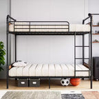 Cadre de lit superposé métallique pour deux matelas d'environ 97 × 191 cm avec échelle et barrière de sécurité de 42,2 cm