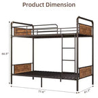 Cadre de lit superposé métallique pour deux matelas d'environ 97 × 191 cm avec échelle et barrière de sécurité de 42,2 cm