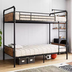 Metal Bunk Bed Frame for Two Approx. 97 × 191 cm Mattresses with Ladder and 42.2 cm Guardrail