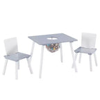Ensemble table d'activités et 2 chaises VECELO avec rangement en filet dissimulé, mobilier de salle de jeux pour enfants, assemblage facile, blanc et gris