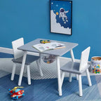 Ensemble table d'activités et 2 chaises VECELO avec rangement en filet dissimulé, mobilier de salle de jeux pour enfants, assemblage facile, blanc et gris