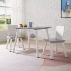 Ensemble table d'activités et 2 chaises VECELO avec rangement en filet dissimulé, mobilier de salle de jeux pour enfants, assemblage facile, blanc et gris