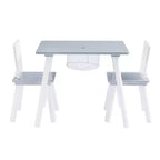 Ensemble table d'activités et 2 chaises VECELO avec rangement en filet dissimulé, mobilier de salle de jeux pour enfants, assemblage facile, blanc et gris