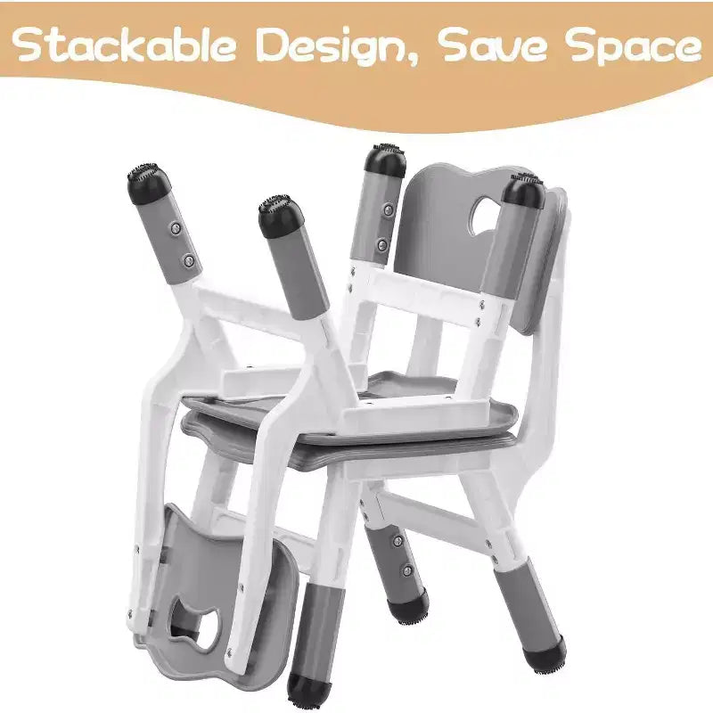 Lot de 2 chaises pour enfants CuisinSmart, chaises réglables en hauteur pour enfants, chaises pour tout-petits garçons et filles de 2 à 6 ans, pour la maison, la famille, la salle de classe, la crèche gris