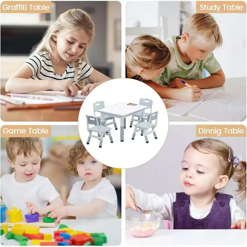 Lot de 2 chaises pour enfants CuisinSmart, chaises réglables en hauteur pour enfants, chaises pour tout-petits garçons et filles de 2 à 6 ans, pour la maison, la famille, la salle de classe, la crèche gris