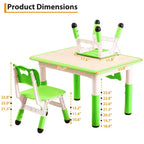 Ensemble de 5 pièces de table et chaises pour tout-petits, ensemble de 4 tables et chaises pour enfants réglables en hauteur, table pour tout-petits pour la lecture, le dessin, les repas, pour les enfants de plus de 3 ans