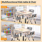 Ensemble de 5 pièces de table et chaises pour tout-petits, ensemble de 4 tables et chaises pour enfants réglables en hauteur, table pour tout-petits pour la lecture, le dessin, les repas, pour les enfants de plus de 3 ans