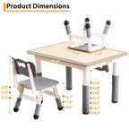 Ensemble de 5 pièces de table et chaises pour tout-petits, ensemble de 4 tables et chaises pour enfants réglables en hauteur, table pour tout-petits pour la lecture, le dessin, les repas, pour les enfants de plus de 3 ans