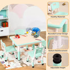 Ensemble de 5 pièces de table et chaises pour tout-petits, ensemble de 4 tables et chaises pour enfants réglables en hauteur, table pour tout-petits pour la lecture, le dessin, les repas, pour les enfants de plus de 3 ans