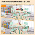 Ensemble de 5 pièces de table et chaises pour tout-petits, ensemble de 4 tables et chaises pour enfants réglables en hauteur, table pour tout-petits pour la lecture, le dessin, les repas, pour les enfants de plus de 3 ans
