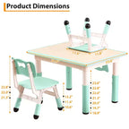 Ensemble de 5 pièces de table et chaises pour tout-petits, ensemble de 4 tables et chaises pour enfants réglables en hauteur, table pour tout-petits pour la lecture, le dessin, les repas, pour les enfants de plus de 3 ans