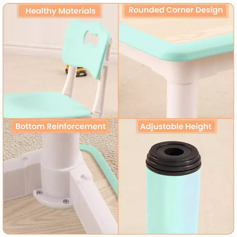 Ensemble de 5 pièces de table et chaises pour tout-petits, ensemble de 4 tables et chaises pour enfants réglables en hauteur, table pour tout-petits pour la lecture, le dessin, les repas, pour les enfants de plus de 3 ans