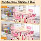 Ensemble de 5 pièces de table et chaises pour tout-petits, ensemble de 4 tables et chaises pour enfants réglables en hauteur, table pour tout-petits pour la lecture, le dessin, les repas, pour les enfants de plus de 3 ans