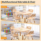 Ensemble de 5 pièces de table et chaises pour tout-petits, ensemble de 4 tables et chaises pour enfants réglables en hauteur, table pour tout-petits pour la lecture, le dessin, les repas, pour les enfants de plus de 3 ans
