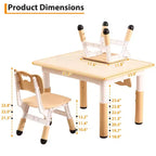 Ensemble de 5 pièces de table et chaises pour tout-petits, ensemble de 4 tables et chaises pour enfants réglables en hauteur, table pour tout-petits pour la lecture, le dessin, les repas, pour les enfants de plus de 3 ans