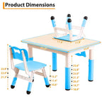 Ensemble de 5 pièces de table et chaises pour tout-petits, ensemble de 4 tables et chaises pour enfants réglables en hauteur, table pour tout-petits pour la lecture, le dessin, les repas, pour les enfants de plus de 3 ans