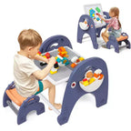 Multifunctional Toddler Activity Table, 4 in 1 Kids Table and Chair Set, Double-Sided Play Board, for Building Blocks, Drawing, Reading, Dining