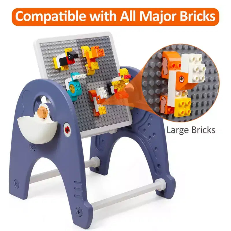 Table d'activités multifonctionnelle pour tout-petits, ensemble table et chaises pour enfants 4 en 1, plateau de jeu double face, pour blocs de construction, dessin, lecture, repas