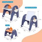 Table d'activités multifonctionnelle pour tout-petits, ensemble table et chaises pour enfants 4 en 1, plateau de jeu double face, pour blocs de construction, dessin, lecture, repas