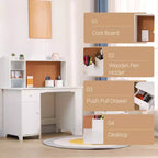 CuisinSmart Ensemble Bureau et Chaise pour Enfants, Table d'Étude pour Enfants - Comprend Étagère à Livres, Tableau d'Affichage, Armoires et Tiroir