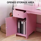 CuisinSmart Ensemble Bureau et Chaise pour Enfants, Table d'Étude pour Enfants - Comprend Étagère à Livres, Tableau d'Affichage, Armoires et Tiroir