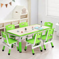 7-Piece Kids Table and Chairs, Height Adjustable Toddler Table and Chair Set for Ages 2-10 with Graffiti Desktop, Non-Slip Legs for Classroom/Daycare