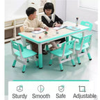 Ensemble de 47 tables et 6 chaises réglables en hauteur pour tout-petits avec pieds de table antidérapants et plateau de table graffitis pour organisateur