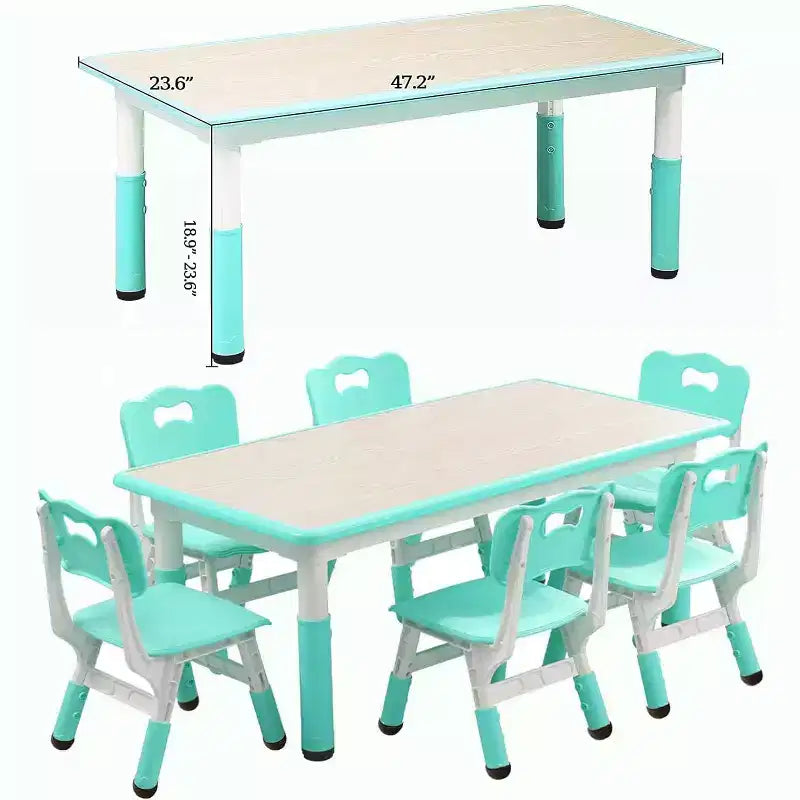 Ensemble de 47 tables et 6 chaises réglables en hauteur pour tout-petits avec pieds de table antidérapants et plateau de table graffitis pour organisateur