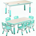 Ensemble de 47 tables et 6 chaises réglables en hauteur pour tout-petits avec pieds de table antidérapants et plateau de table graffitis pour organisateur