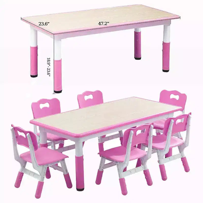 Ensemble de 47 tables et 6 chaises réglables en hauteur pour tout-petits avec pieds de table antidérapants et plateau de table graffitis pour organisateur