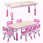 Ensemble de 47 tables et 6 chaises réglables en hauteur pour tout-petits avec pieds de table antidérapants et plateau de table graffitis pour organisateur