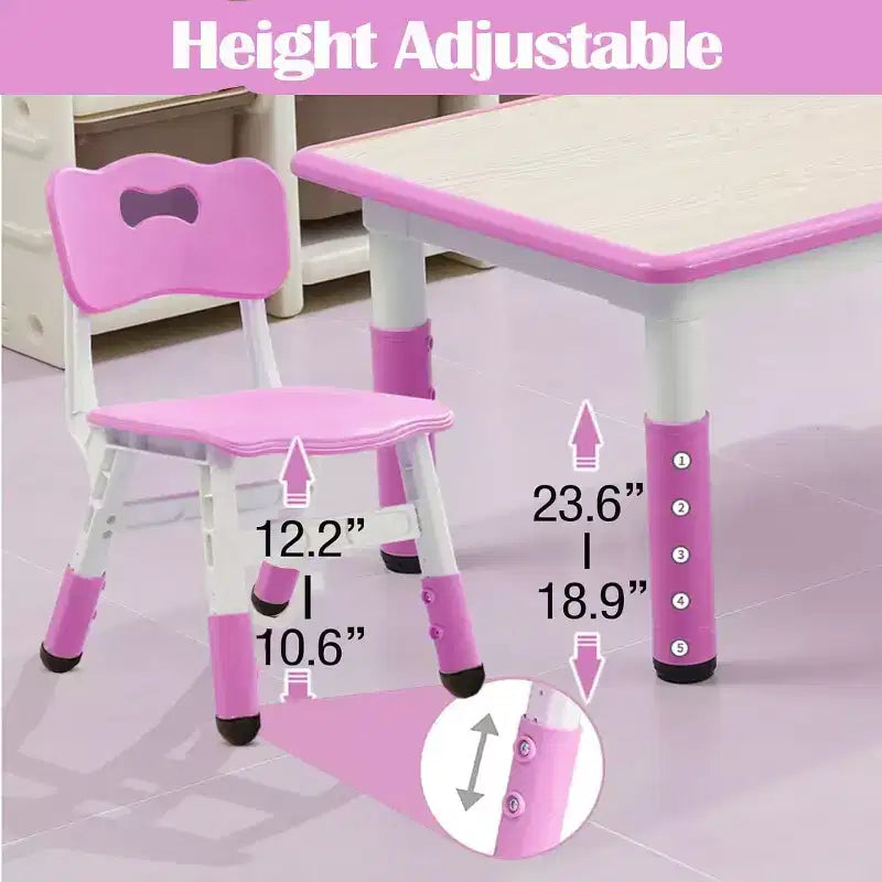 Ensemble de 47 tables et 6 chaises réglables en hauteur pour tout-petits avec pieds de table antidérapants et plateau de table graffitis pour organisateur