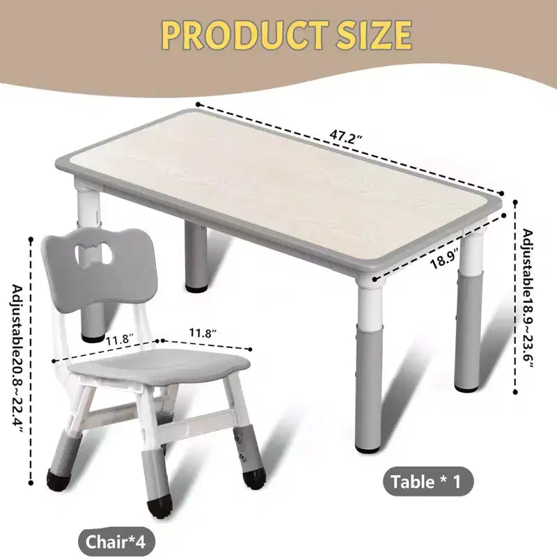 Ensemble de 47 tables et 6 chaises réglables en hauteur pour tout-petits avec pieds de table antidérapants et plateau de table graffitis pour organisateur