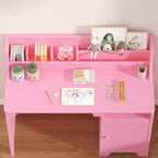 Ensemble bureau et chaise pour enfants, table d'étude en bois pour enfants avec armoire de rangement et étagère, bureau d'écriture pour étudiants pour filles et garçons de 3 à 12 ans, chambre d'enfant