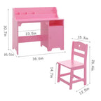 Ensemble bureau et chaise pour enfants, table d'étude en bois pour enfants avec armoire de rangement et étagère, bureau d'écriture pour étudiants pour filles et garçons de 3 à 12 ans, chambre d'enfant