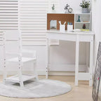 Ensemble bureau et chaise d'étude Kids Corner pour petits espaces, table d'étude en bois avec chaise réglable, huche, tableau en liège, porte-stylos, ensemble de bureau étudiant, blanc