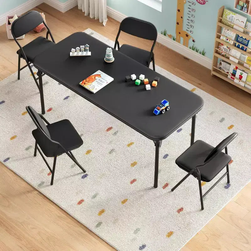 Ensemble table et chaises pliantes 5 pièces pour enfants, ensemble table et chaises d'activités pour tout-petits pour salle à manger, garderie, salles de classe