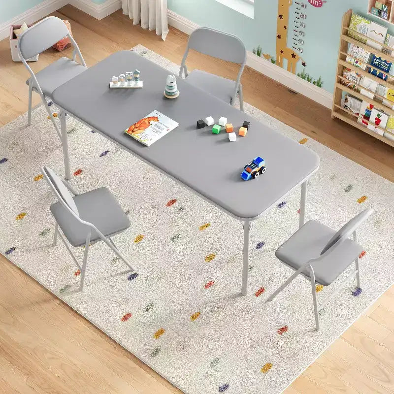 Ensemble table et chaises pliantes 5 pièces pour enfants, ensemble table et chaises d'activités pour tout-petits pour salle à manger, garderie, salles de classe