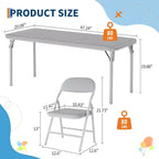 Ensemble table et chaises pliantes 5 pièces pour enfants, ensemble table et chaises d'activités pour tout-petits pour salle à manger, garderie, salles de classe
