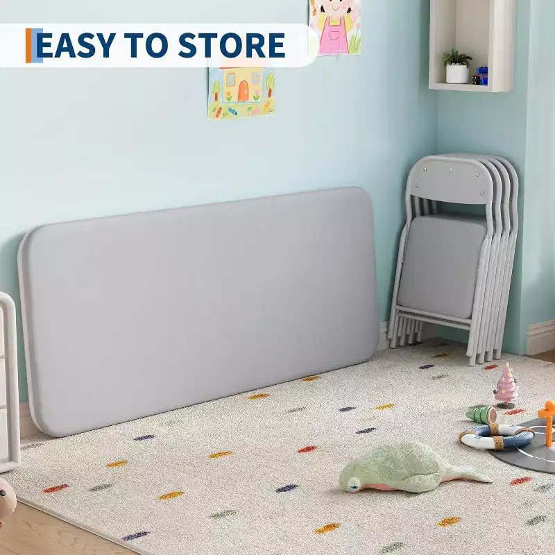 Ensemble table et chaises pliantes 5 pièces pour enfants, ensemble table et chaises d'activités pour tout-petits pour salle à manger, garderie, salles de classe